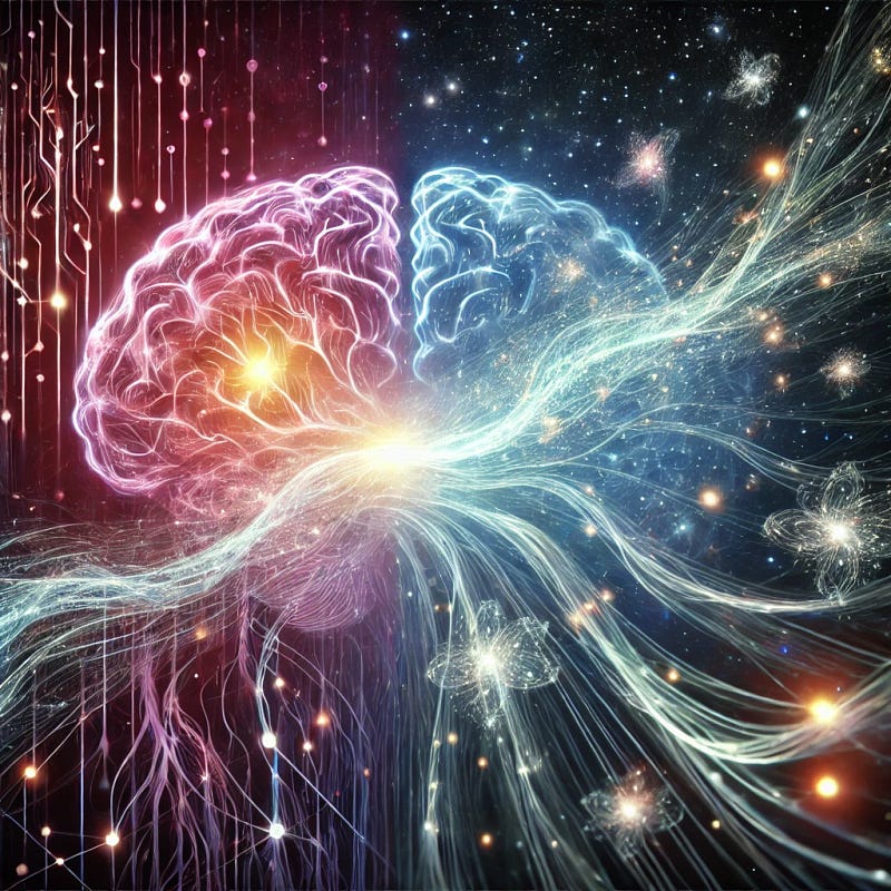 From the quantum threads of the cosmos to the neural networks of the mind, consciousness emerges as the universe’s most profound leap — information transforming into awareness, and the cosmos awakening to experience itself.
